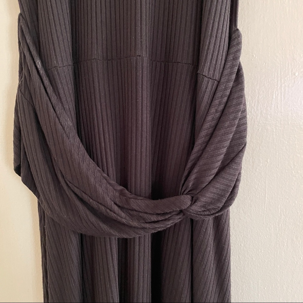 Black slim ribbed cotton dress Anthropologie - Picture 2 of 5
